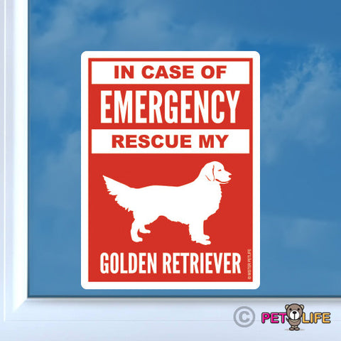 In Case of Emergency Rescue My Golden Retriever Sticker