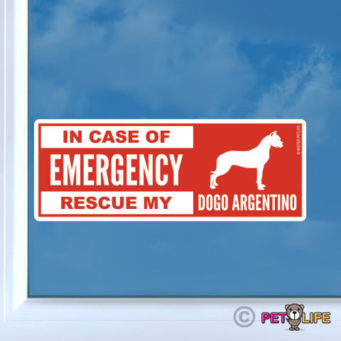 In Case of Emergency Rescue My Dogo Argentino Sticker