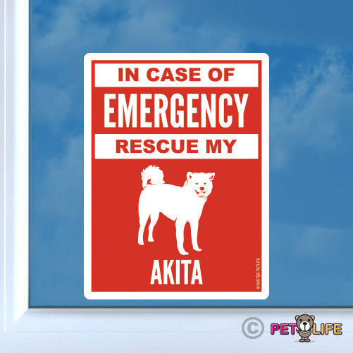 In Case of Emergency Rescue My Akita Sticker