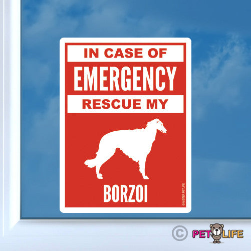 In Case of Emergency Rescue My Borzoi Sticker