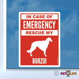 In Case of Emergency Rescue My Borzoi Sticker