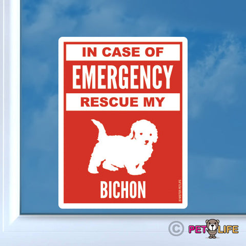 In Case of Emergency Rescue My Bichon  Sticker