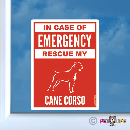 In Case of Emergency Rescue My Cane Corso Sticker