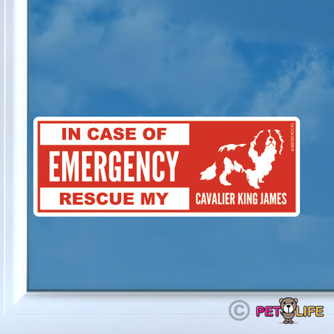 In Case of Emergency Rescue My Cavalier King James Sticker