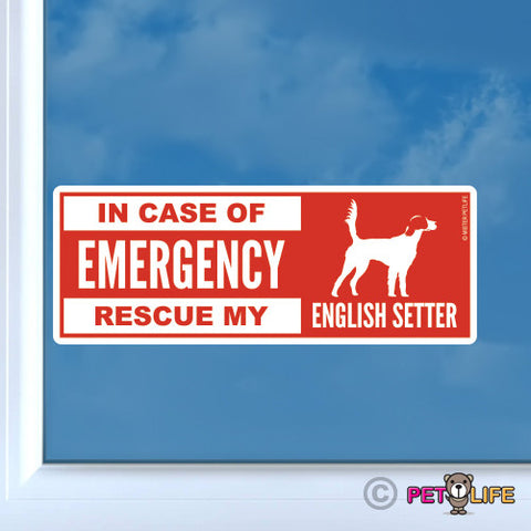 In Case of Emergency Rescue My English Setter Sticker