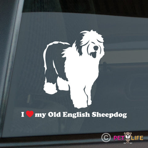 I Love My Old English Sheepdog Sticker