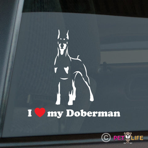 I Love My Doberman Sticker