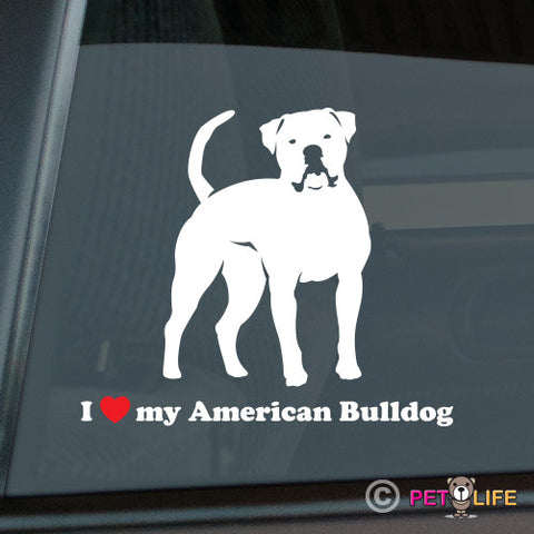 I Love My American Bulldog Sticker